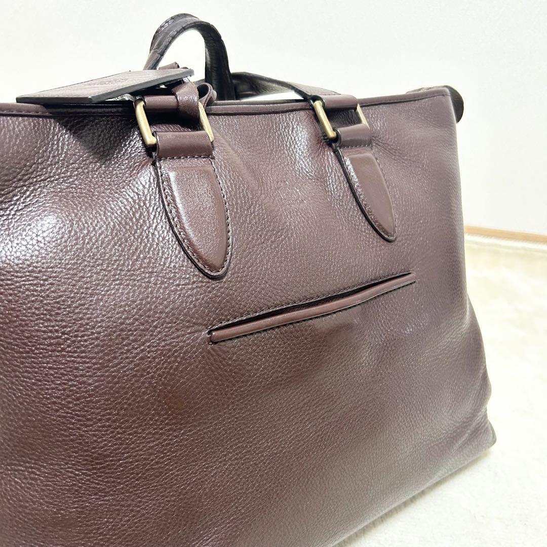 美品　ダンヒル dunhill オールレザービジネスバッグ シボ革　ブラウン