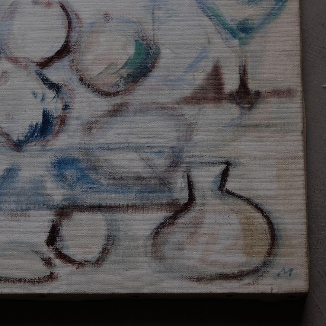 古い油絵 45×38㎝　抽象画 油彩画 絵画 芸術 美術 アート レトロ 古道具