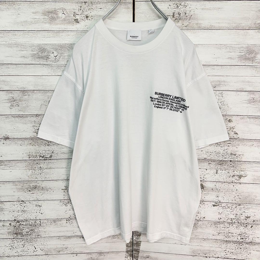 10717【美品・現行モデル】バーバリー☆ラバーロゴ定番カラーtシャツ　白