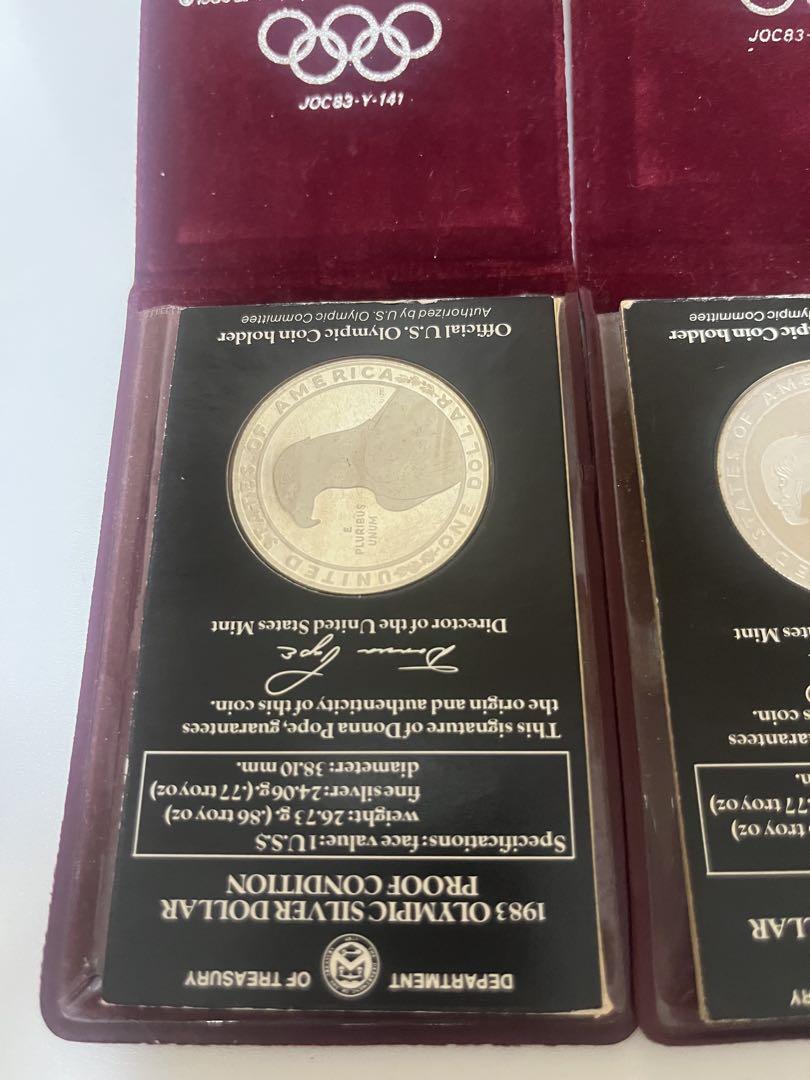 1983 OLYMPIC DOLLAR 900FINE PROOEF ケース2枚