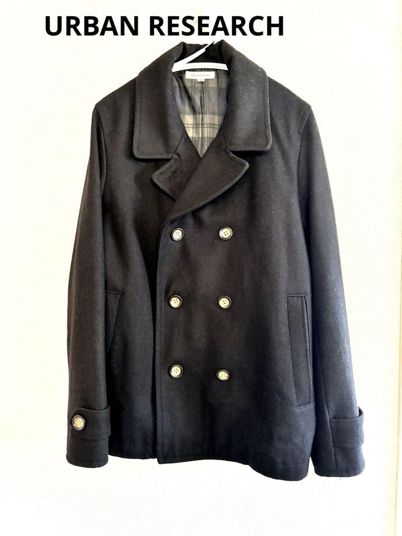 ウール ダブルブレスト ピーコート 黒 黒 ウール ピーコート ダブルブレスト （URBAN RESEARCH 黒