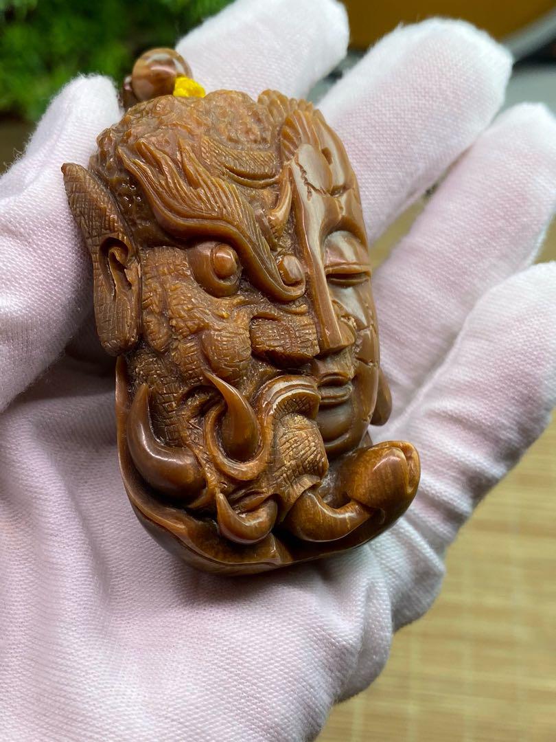 天然マンモス牙美しい手作り彫刻 一念の間 ネックレス
