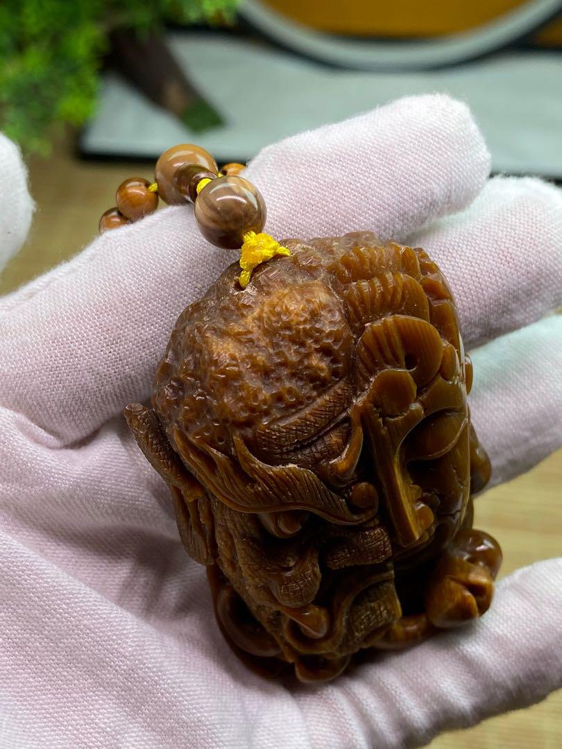 天然マンモス牙美しい手作り彫刻 一念の間 ネックレス