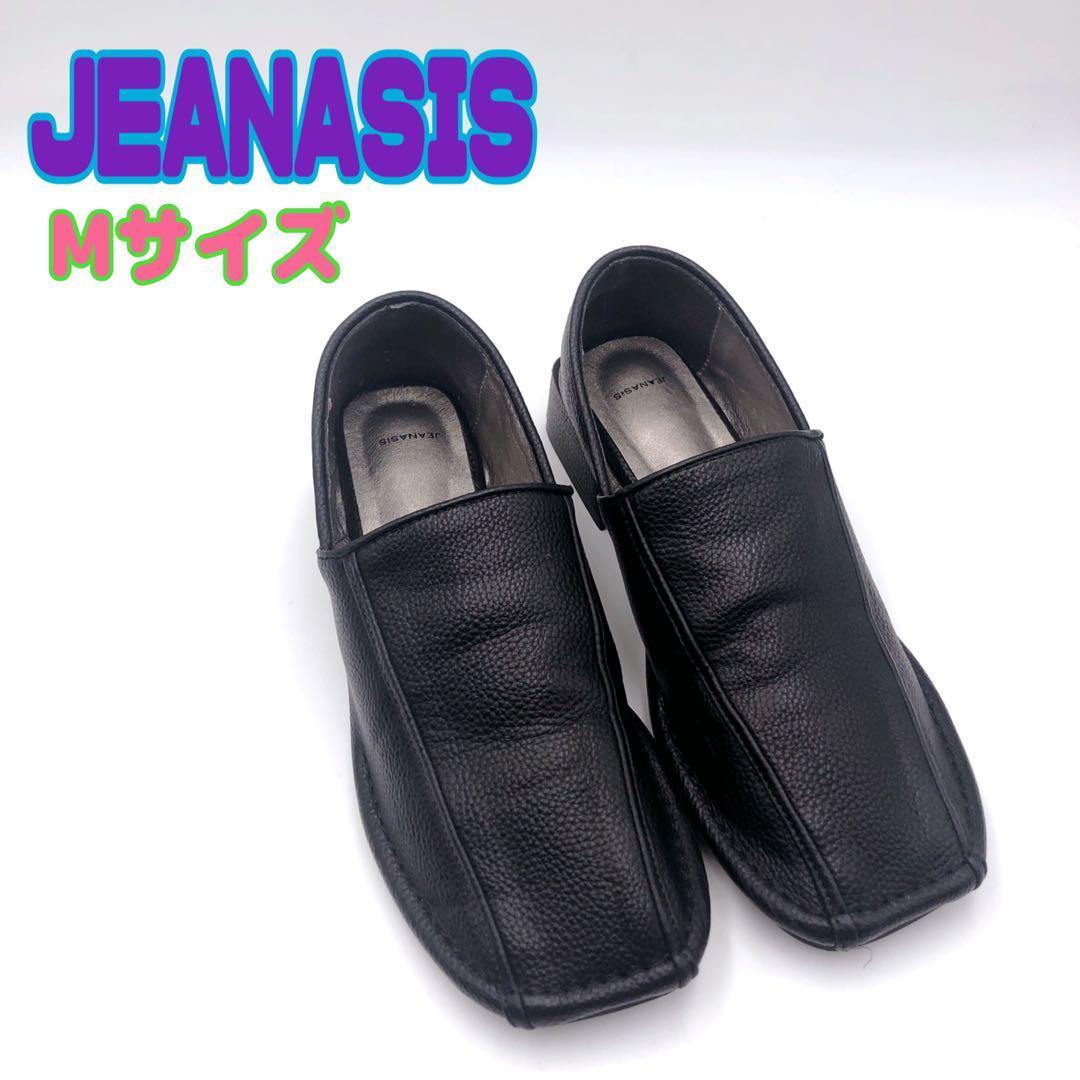 ✨美品✨JEANASIS ジーナシス スクエアトゥ パンプス ローファー シボ革