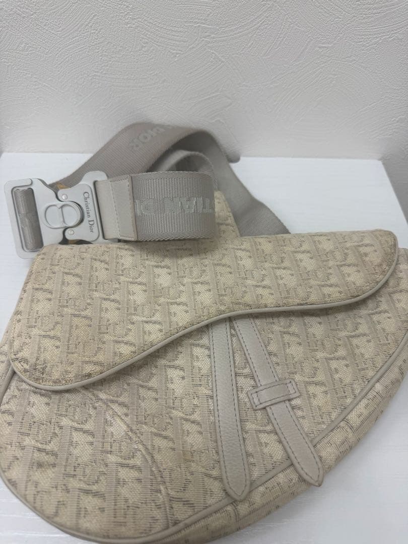 クリスチャンディオールサドルバッグオブリーク キャンバス グレーショルダーバッグChristian Dior