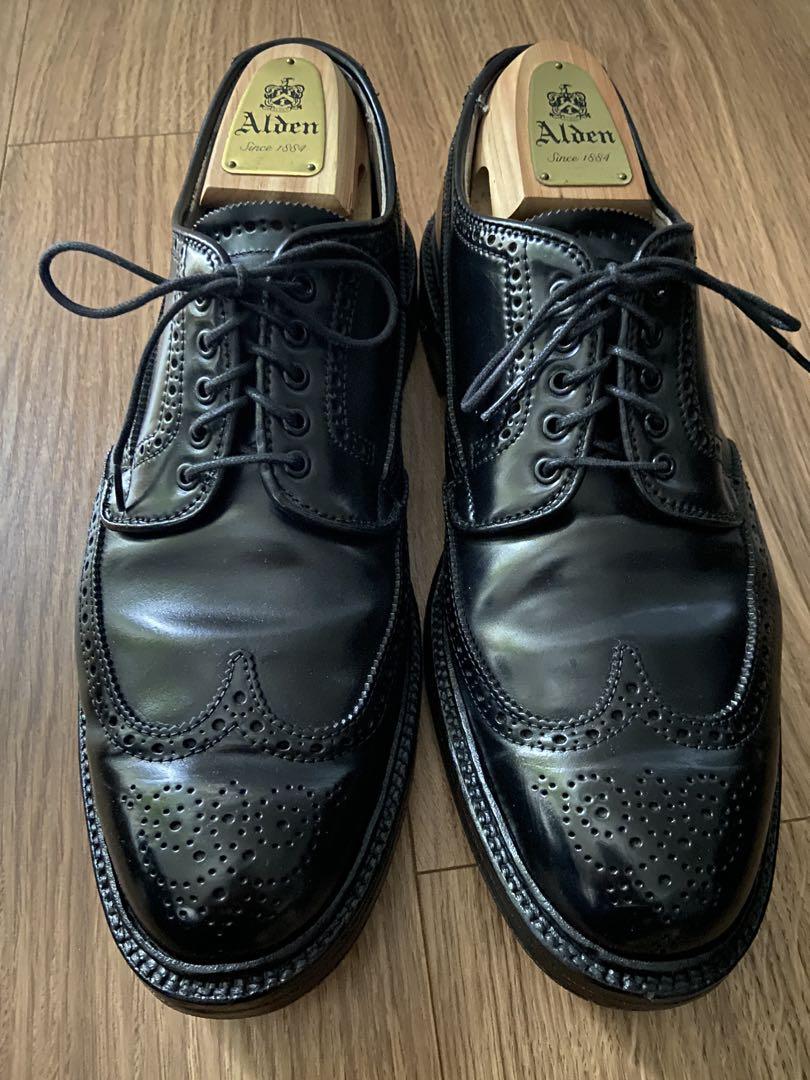 Alden 31851 コードバン 黒 US8.5D ロングウイングチップ