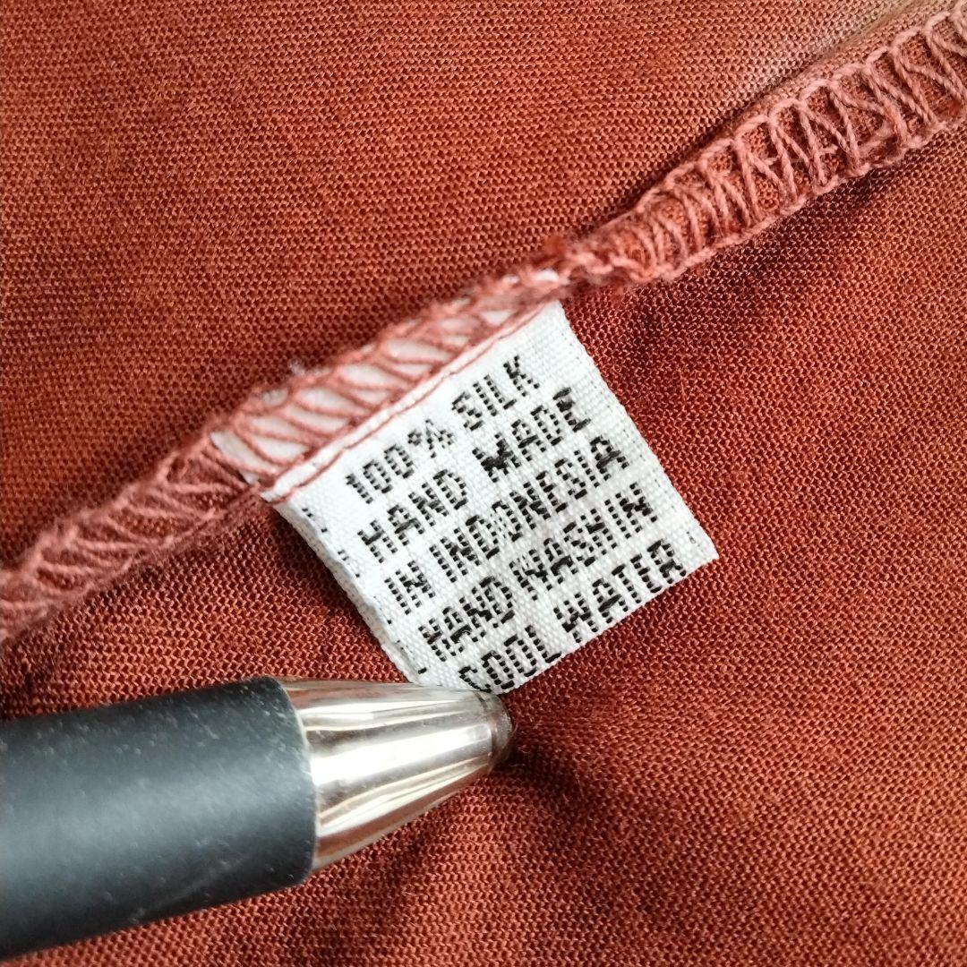 新品　シルクワンピース　チュニックワンピース　タイダイ　テラコッタ　Vネック