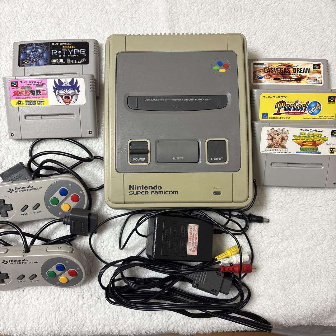 中古】 SFC スーパーファミコン 本体 コントローラー2個 純正