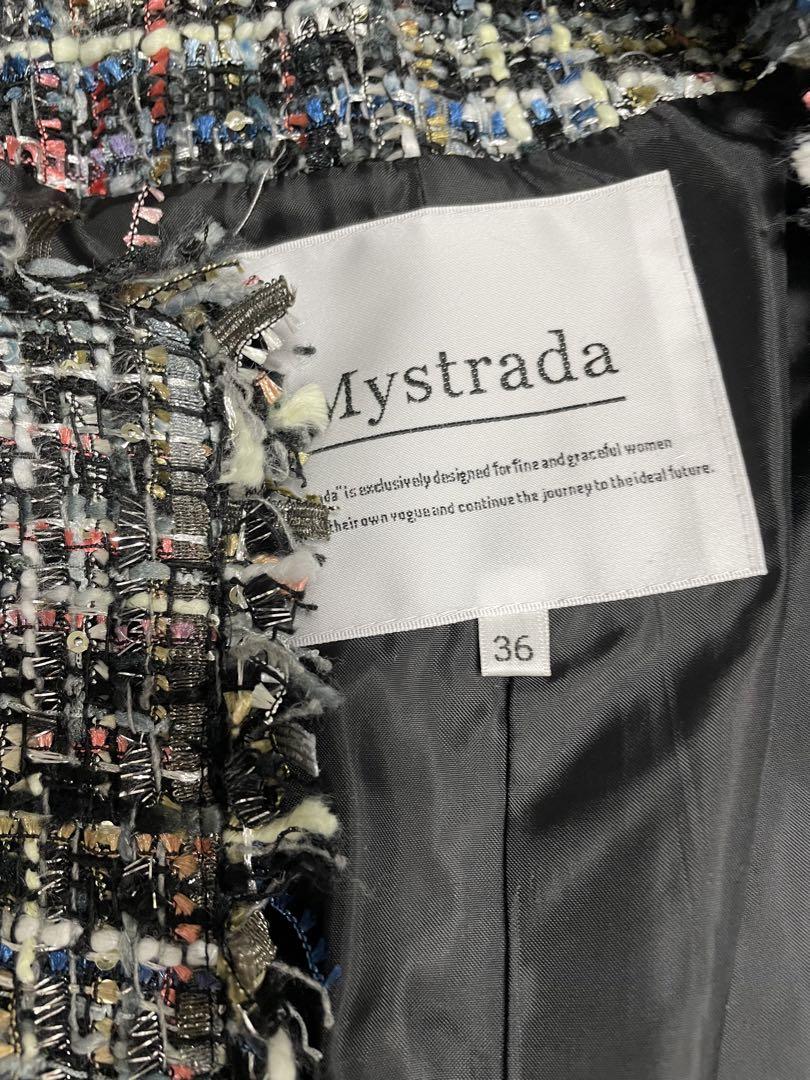 Mystrada ツイードノーカラージャケット 36 マイストラーダ