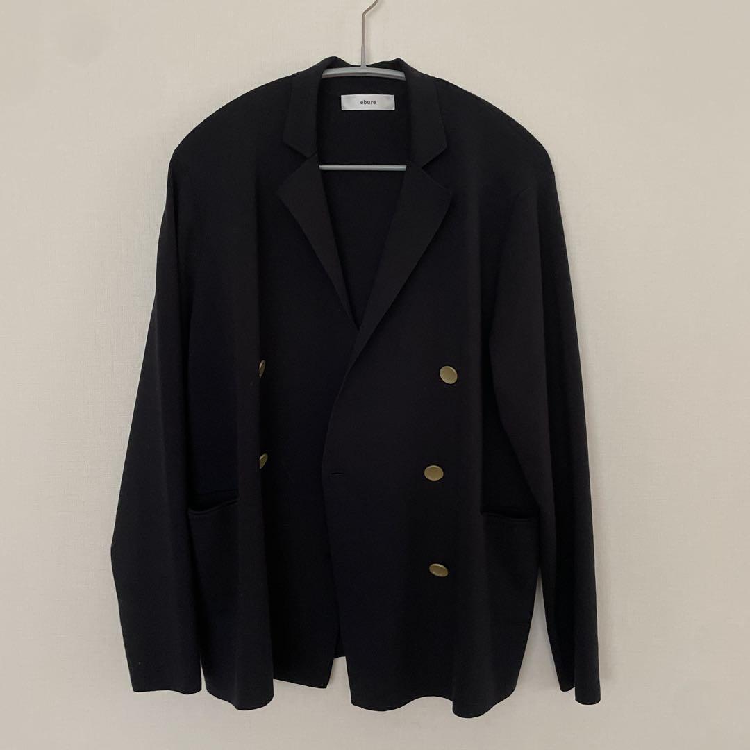 試着のみ　ebure コットンシルクニット ジャケット カーディガン ネイビー