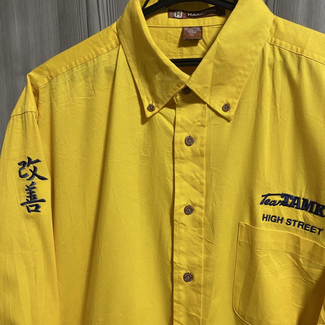 aa24 HARRITON 「改善」刺繍入りワークボタンダウン シャツ