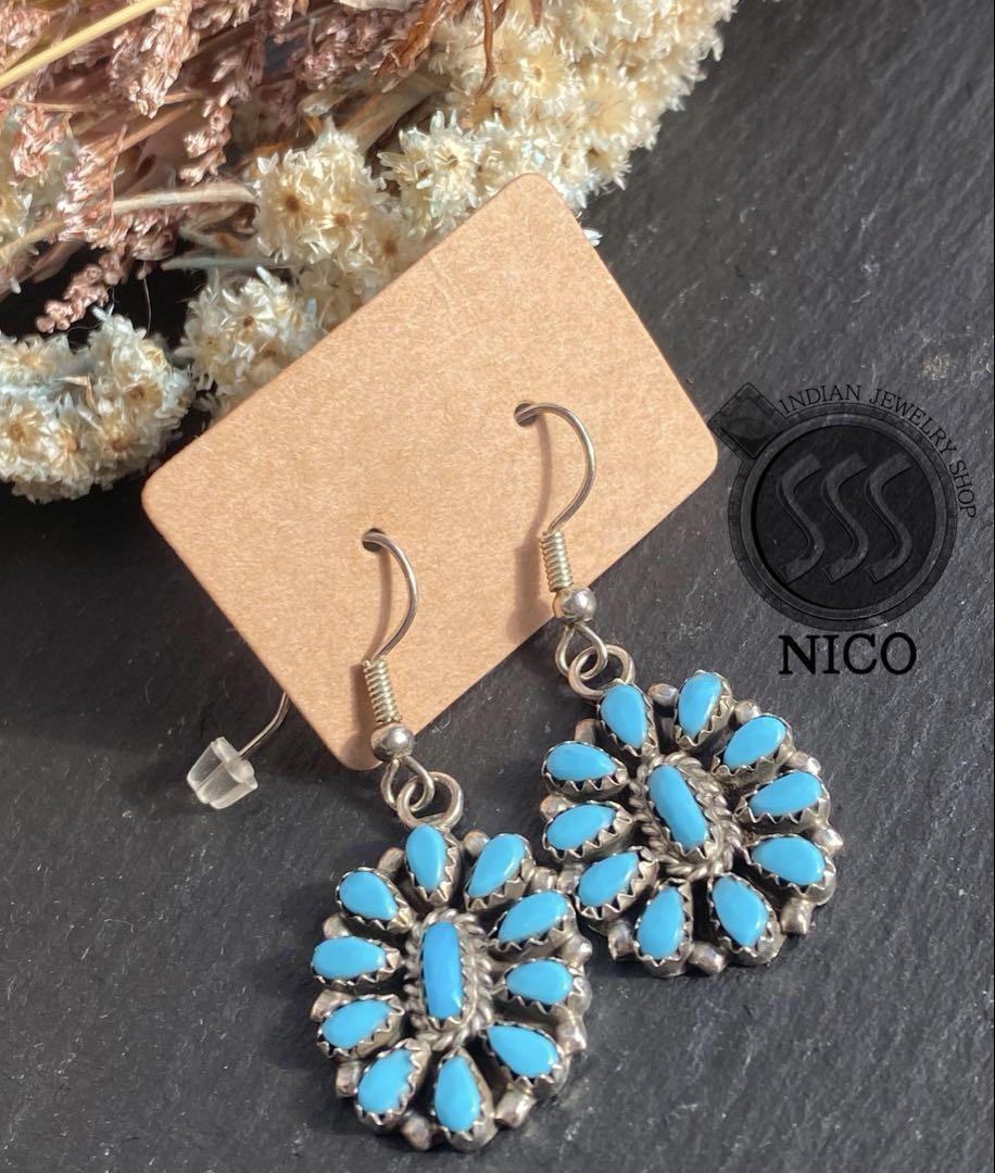 新品 ナバホ　Navajo インディアンジュエリー　ピアス　ターコイズ　シルバー