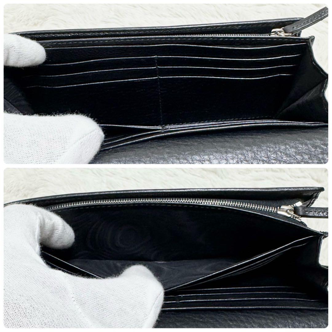 希少✨ オールド グッチ 長財布 ホースビット フラップ レザー ブラック