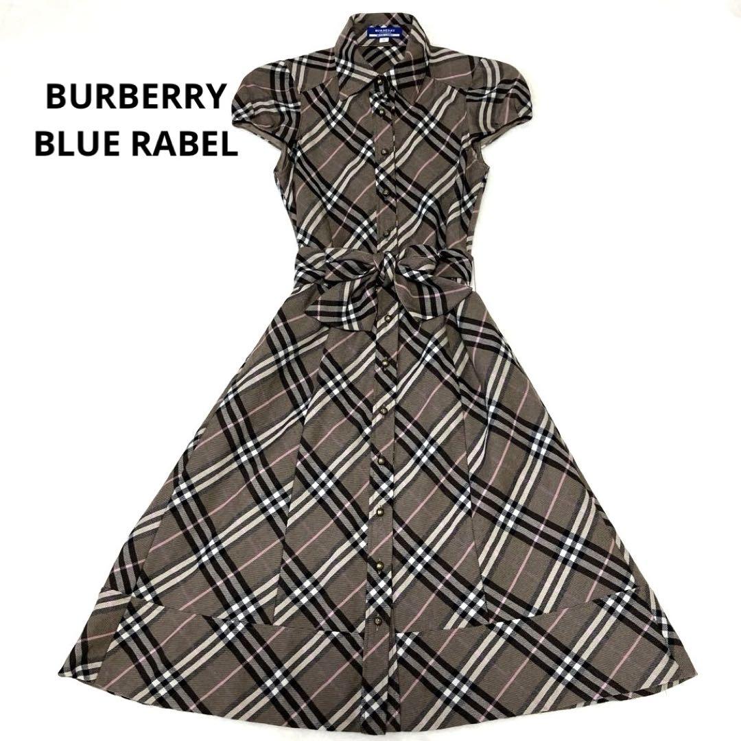 新品【BURBERRY】ノバチェック パフスリーブ ワンピース リボン