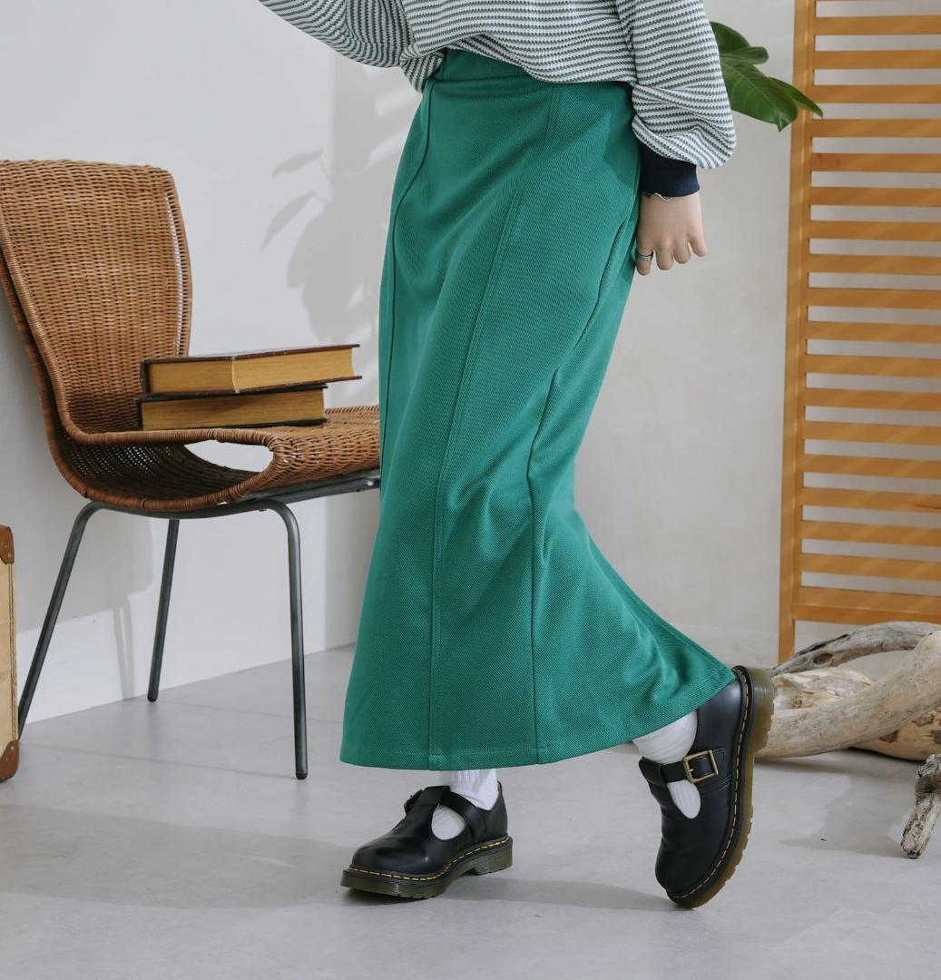 淡い緑色のロングスカート Sawa a la mode ボトムス スカート ロング 綿 コットン グリーン