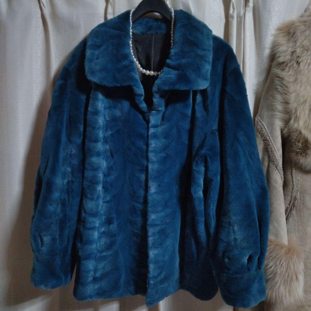 最終!新品☆73万☆ミンク☆ダークブルー☆ファーコート☆太いお袖