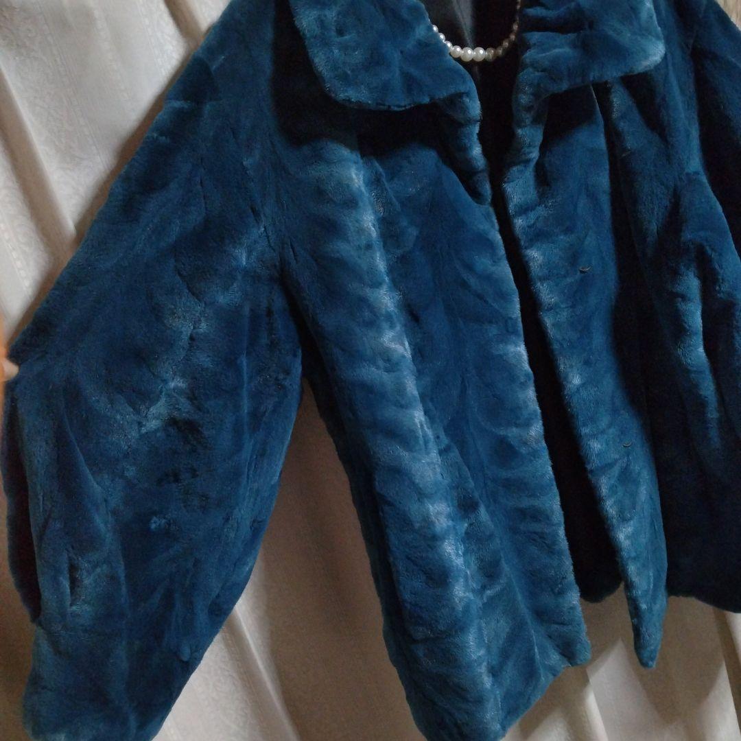 最終!新品☆73万☆ミンク☆ダークブルー☆ファーコート☆太いお袖