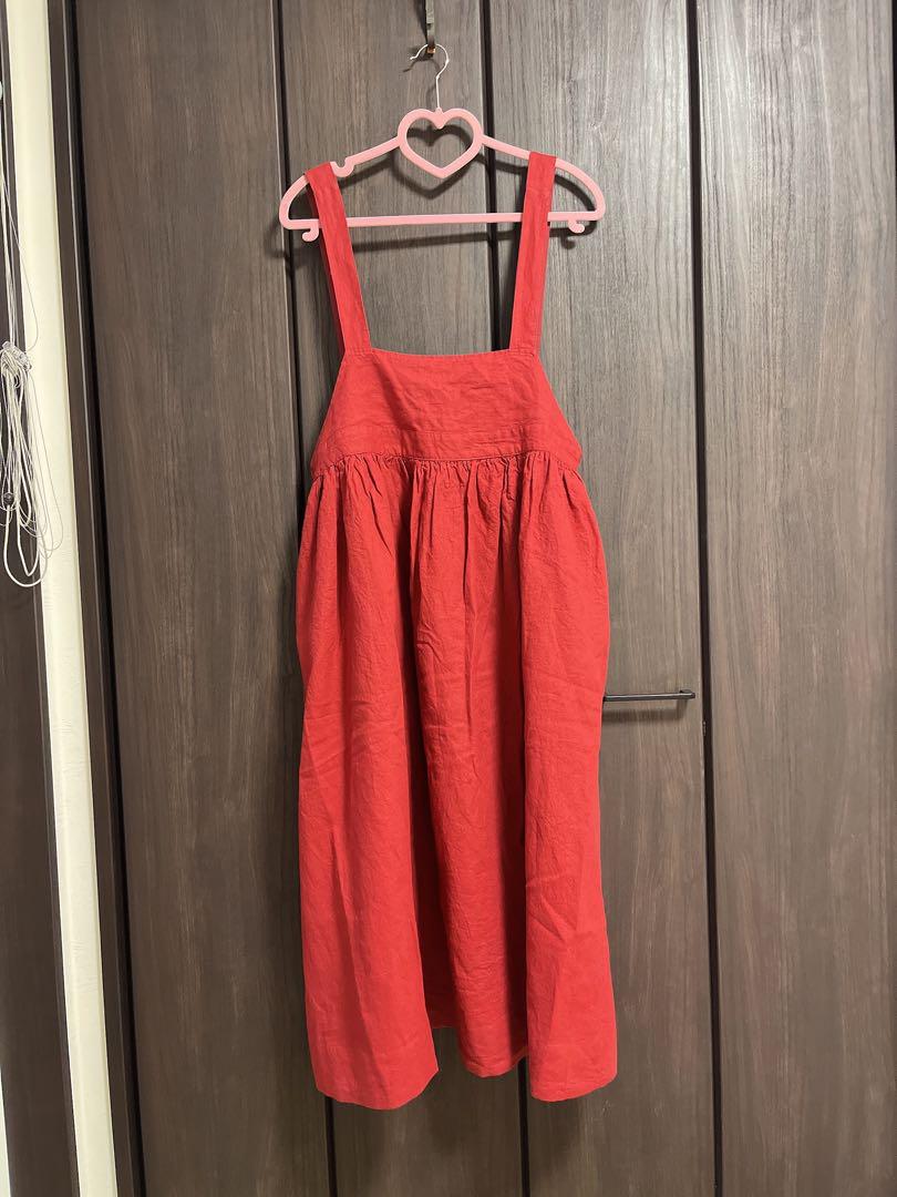 【Cross×Linen】　ジャンスカ レッド　赤　ワンピース　サマンサモスモス