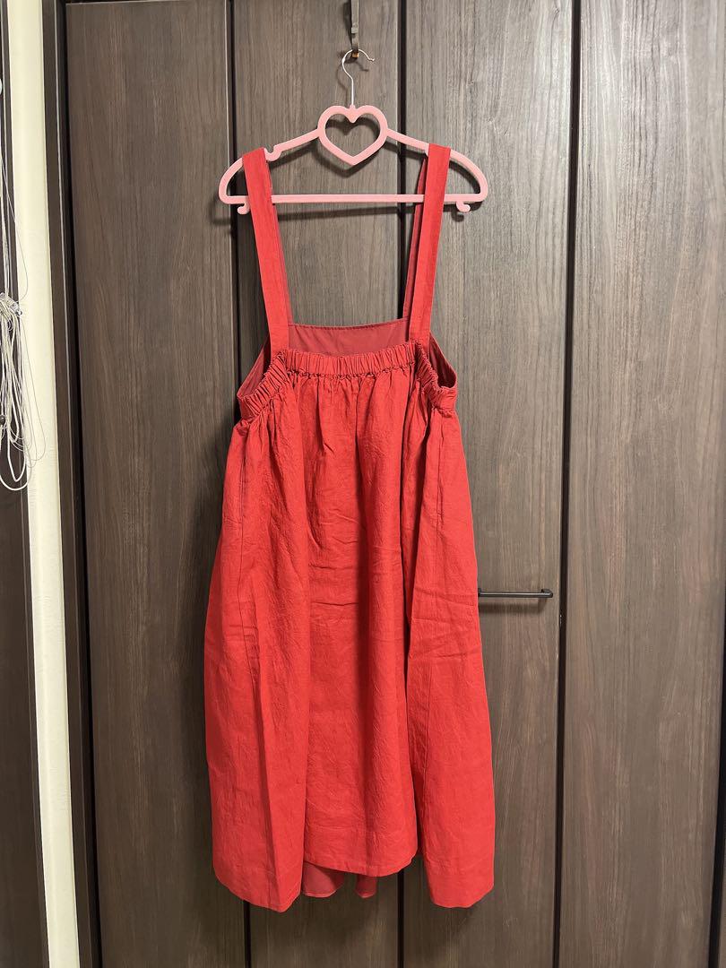 【Cross×Linen】　ジャンスカ レッド　赤　ワンピース　サマンサモスモス