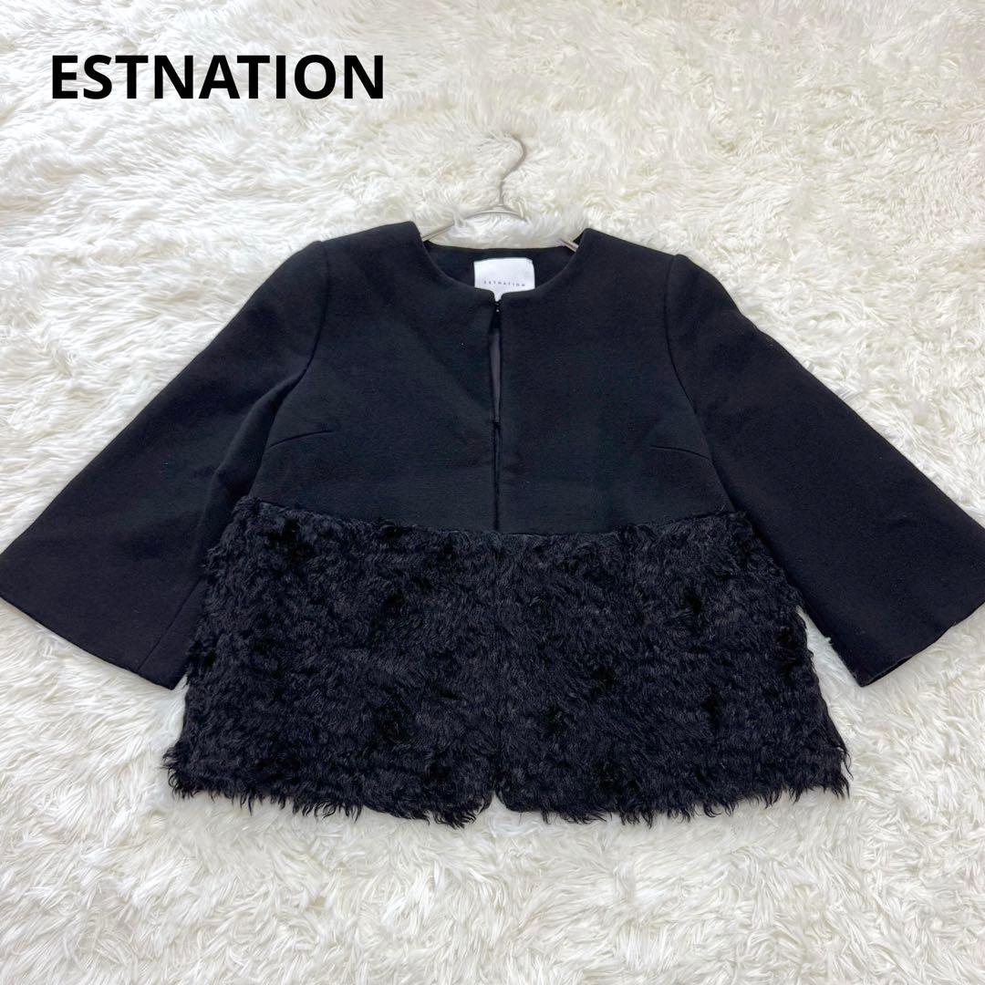 ESTNATION（エストネーション）ファー切替ショートコート ブラック 36