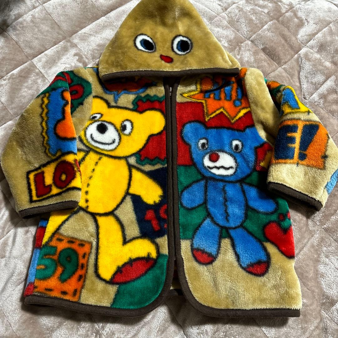 希少 ミキハウスのアウター 大きいクマさんフードもモコモコで暖かく