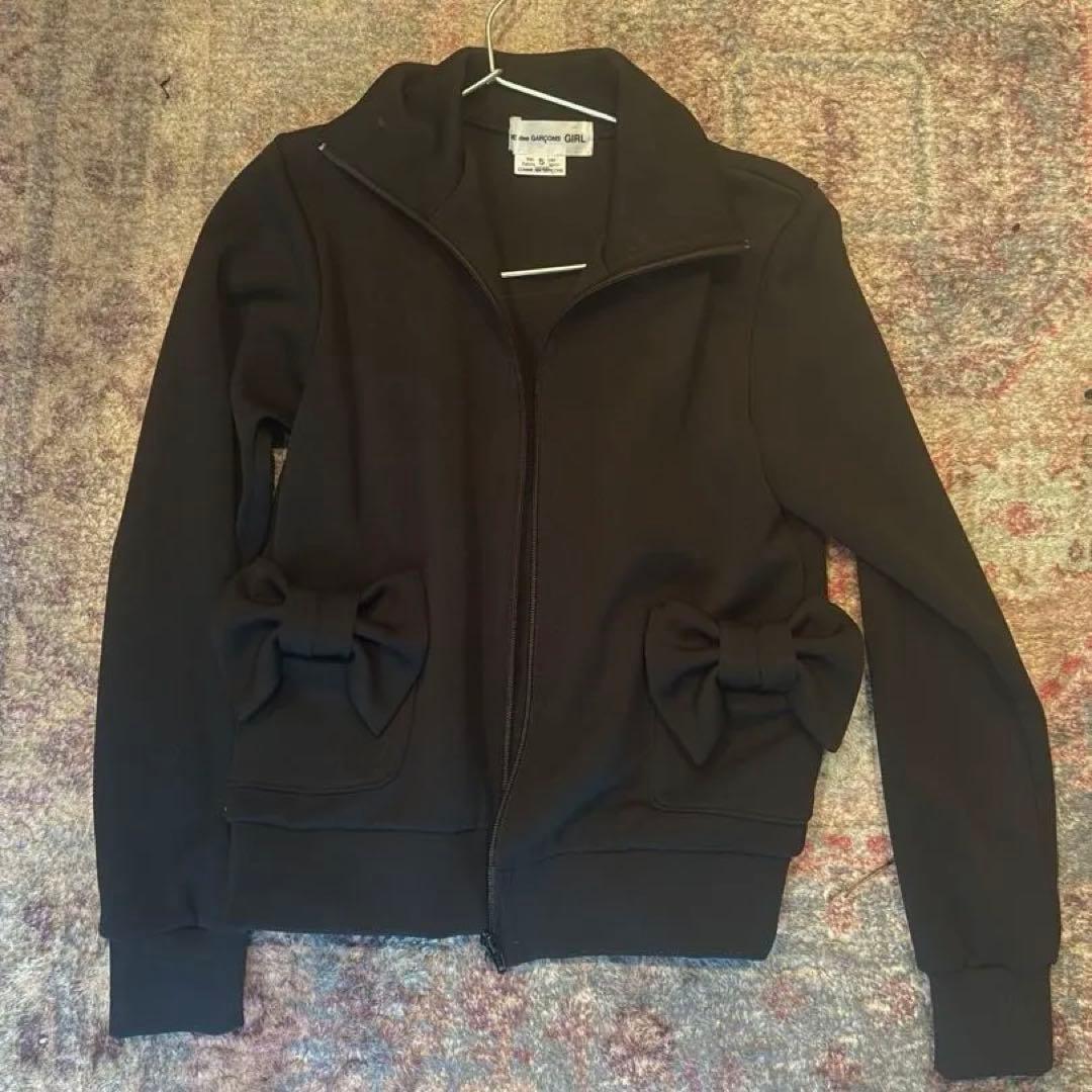 リボンジップアップジャージ トラックジャケット 黒SS COMME des GARCONS GIRL