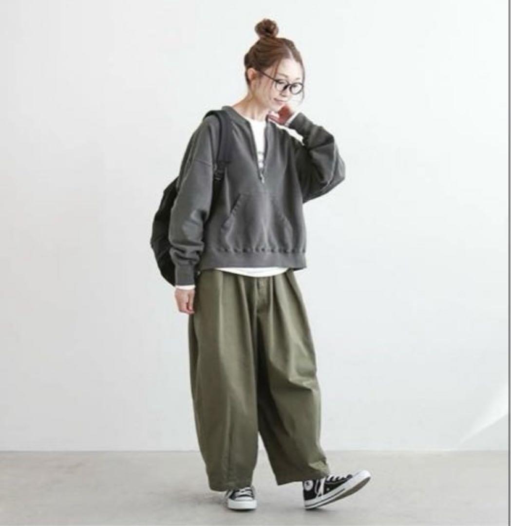 SOLAMONATソラモナ　ピグメントスウェットハーフジッププルオーバー　F
