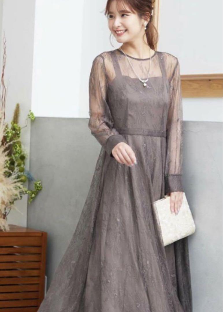 【niana】ニアナ　ロングレース2WAYドレス　結婚式オケージョンドレス