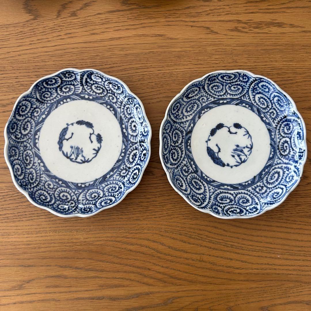 蛸唐草文 中皿 約18センチ 染付 蛸唐草文 膾皿 蛸唐草文 中皿 約18センチ 染付 蛸唐草文 膾皿