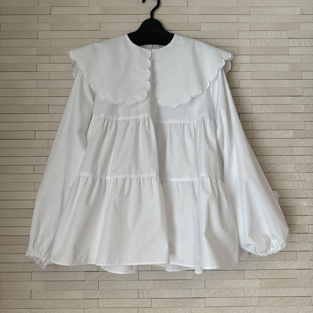 yori ♡スカラップロングスリーブブラウス ホワイト