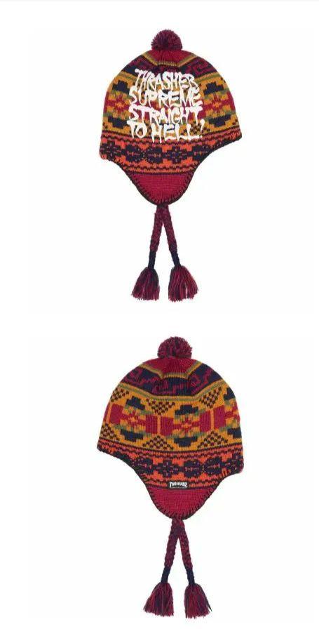 新品Supreme×Thrasher Earflap Beanie Red