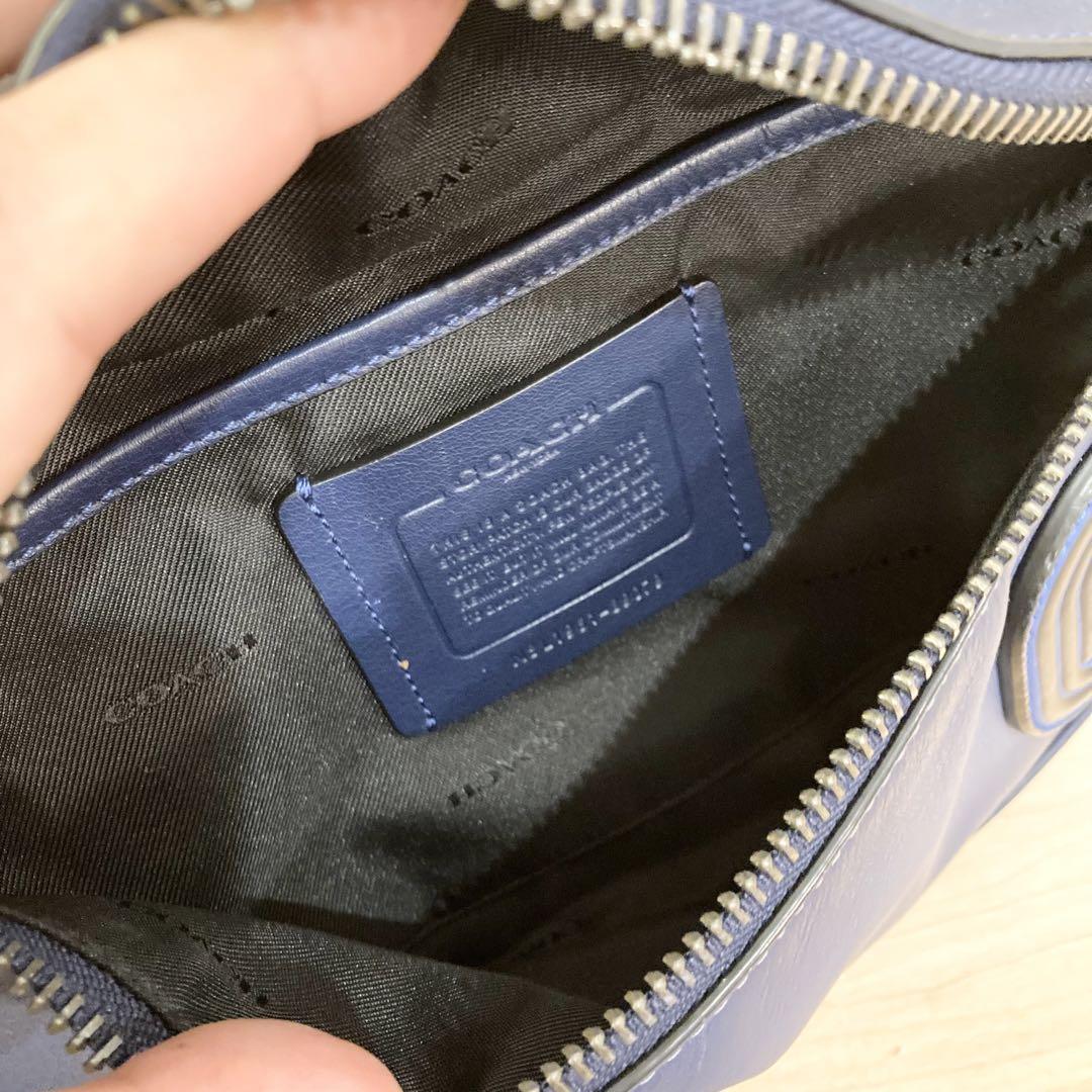 美品　 COACH コーチ　ボディバッグ　 ネイビー×青　レザー　72112 期間限定！最安値挑戦】 COACH 美品 コーチ 72112 レザー