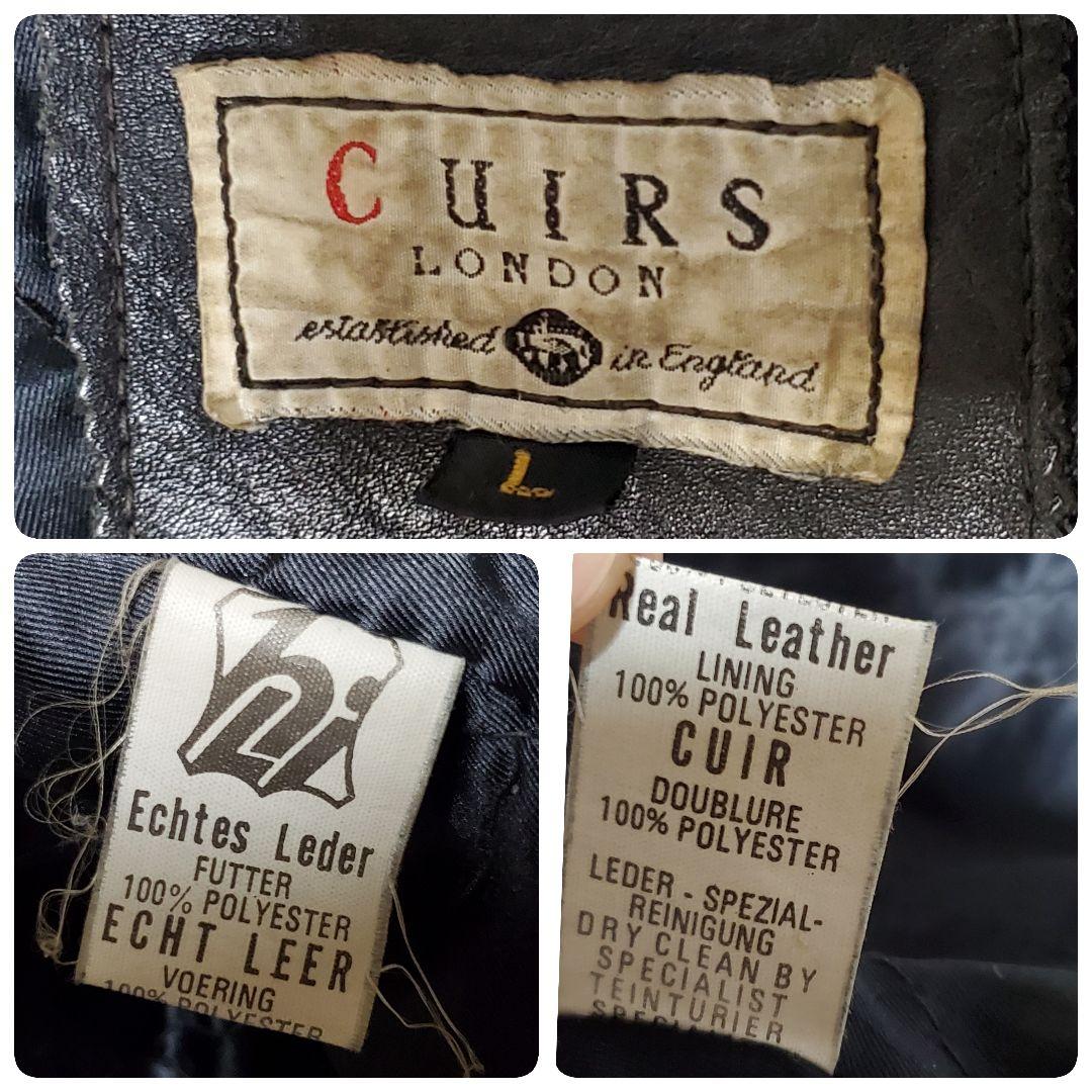 健康的な 90s CUIRS LONDON 切替 フリンジ レザーライダース 黒 L 【現品限り一斉値下げ】