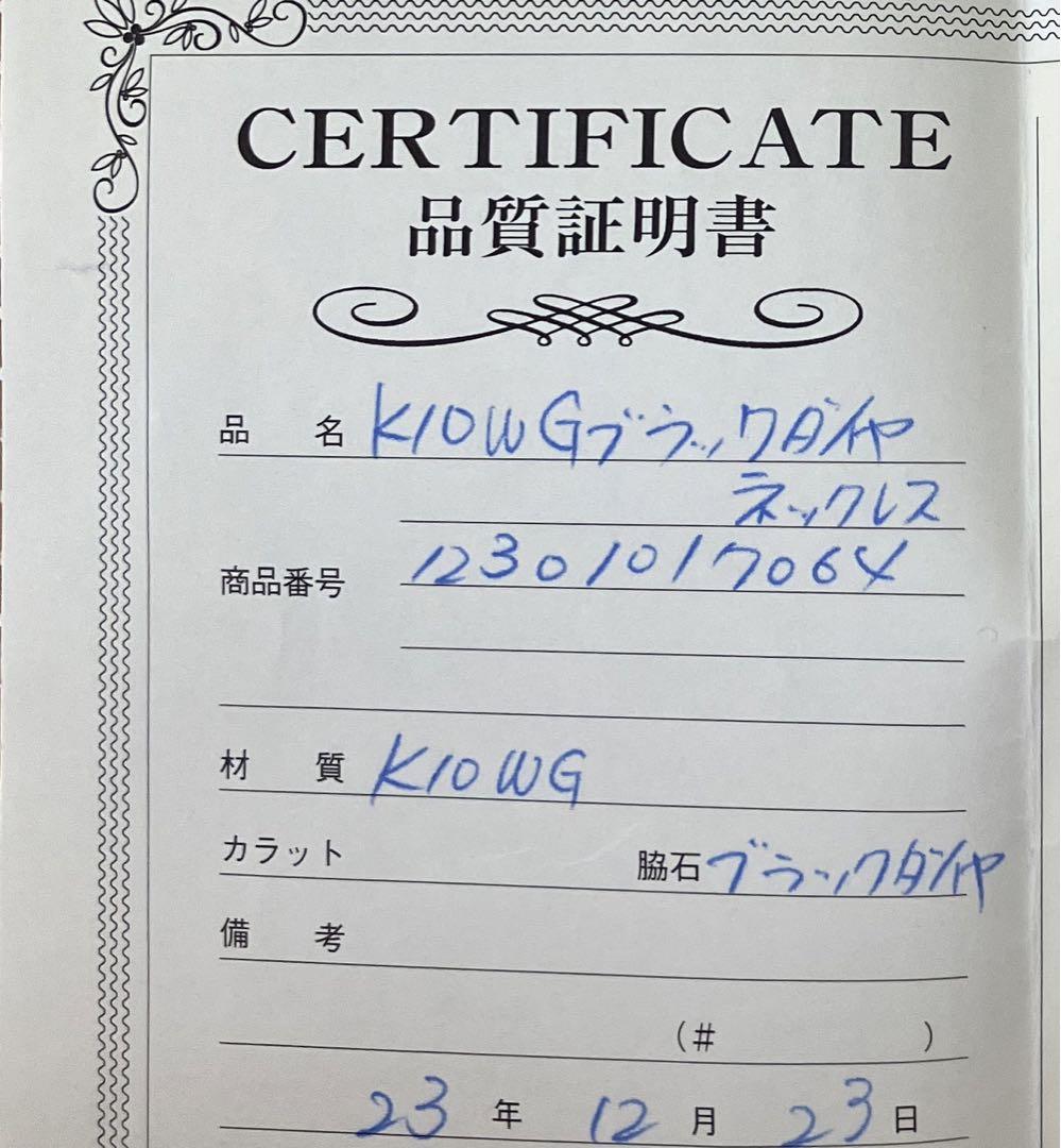 k10WG 3way 馬蹄ブラックダイヤモンドネックレス