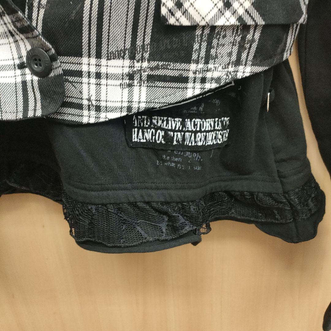 日本最大級 MAD PUNKS 猫耳フード付きパーカー黒 チェックベスト L トップス