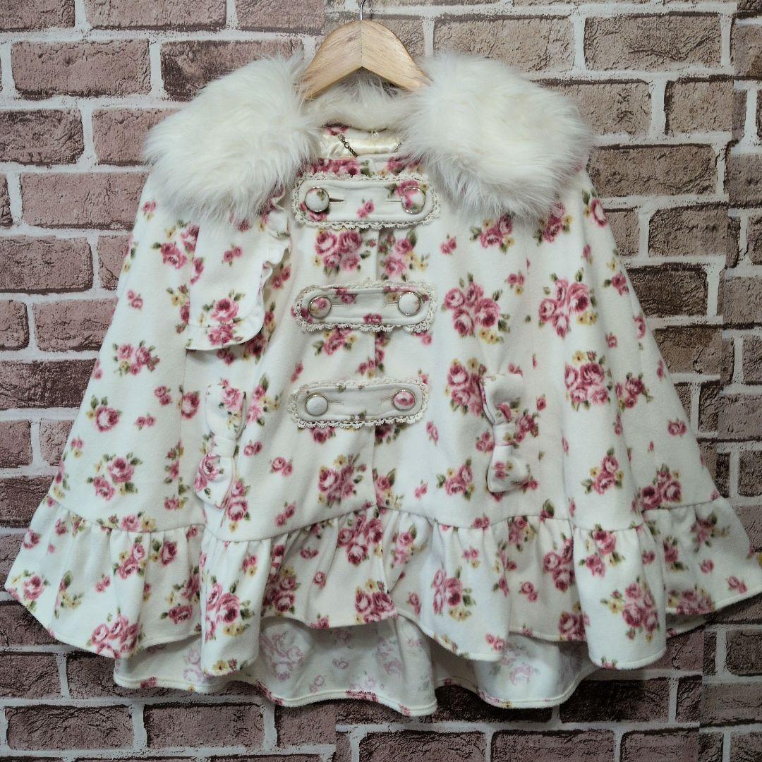 リズメロ 花柄ポンチョ ファー付き LIZLISAM LIZ LISA