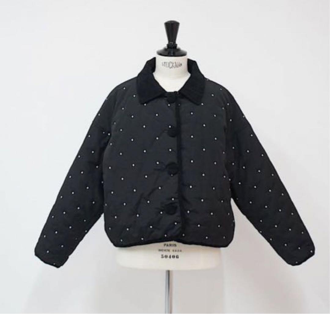 美品☆LINKABLE☆ドットキルトショートコート