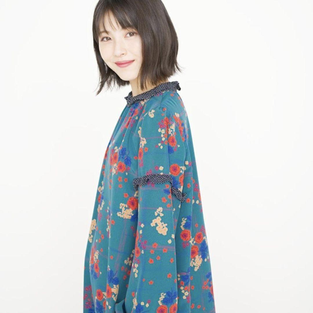 美品☆ミュベールワーク フラワープリント ドット フリル ロング