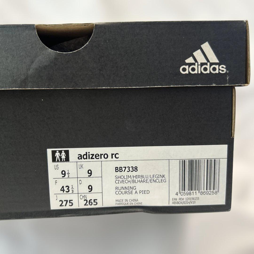 adidas adizero rc ランニングシューズ 27.5cm 黄緑/青