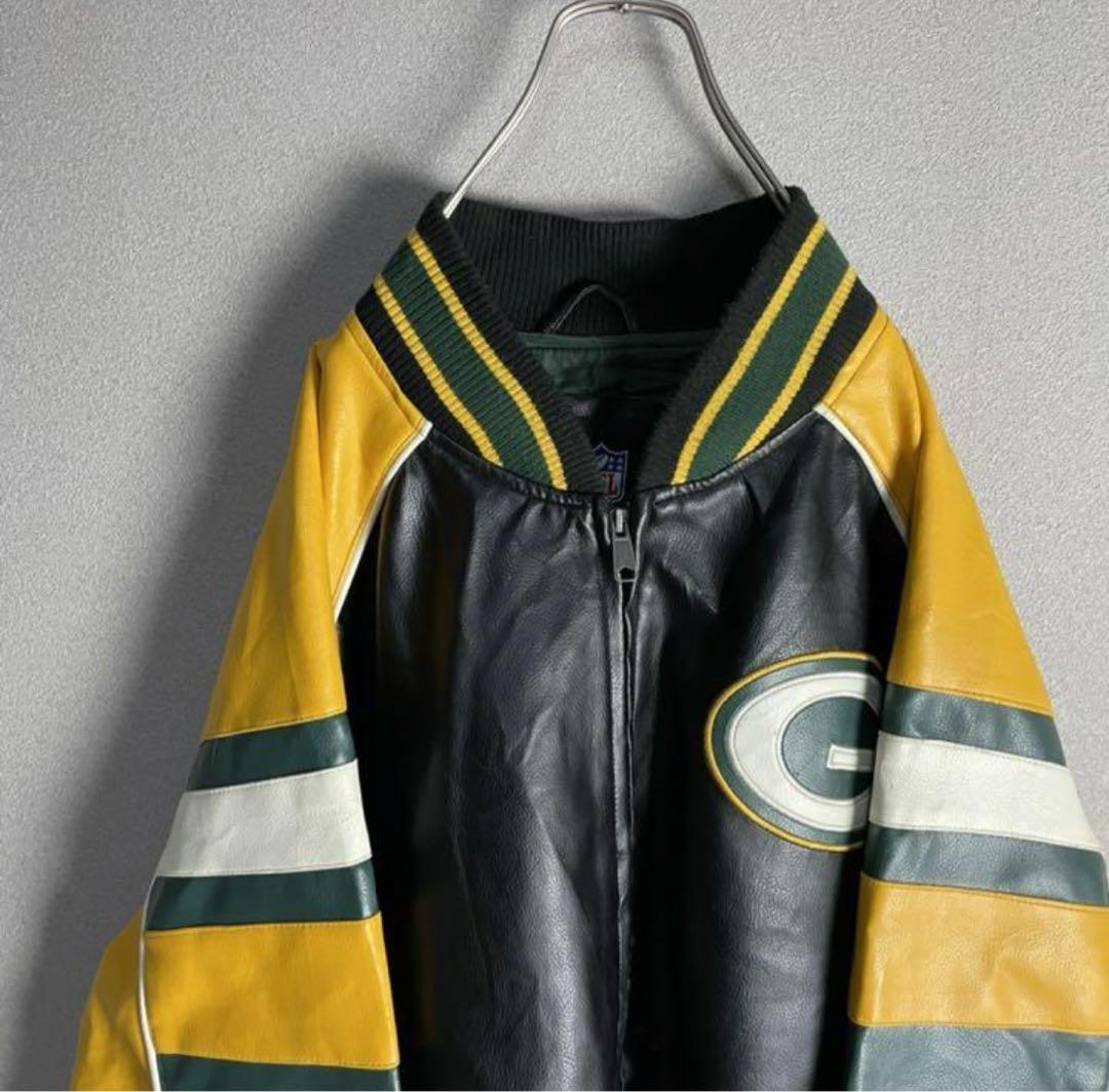 NFL パッカーズ レザージャケット スタジャン