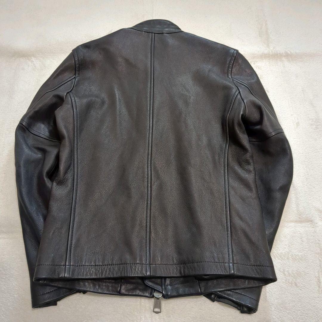美品 ジャックローズ シングルライダース ラムレザー Lサイズ ダブルジップ