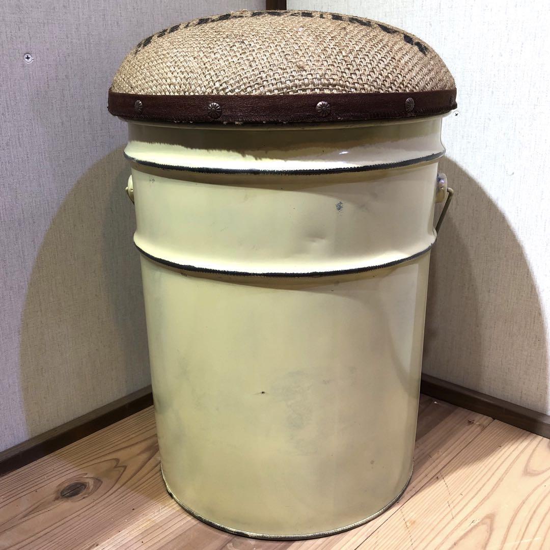 ペール缶スツール サクラビール クッション 収納付き リメイク家具 椅子 腰掛け