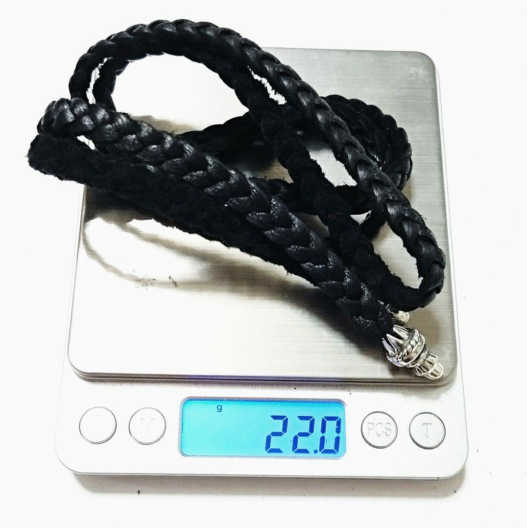 SV925 レザー ネックレス バレルチップ ボロチップ　シルバー９２５