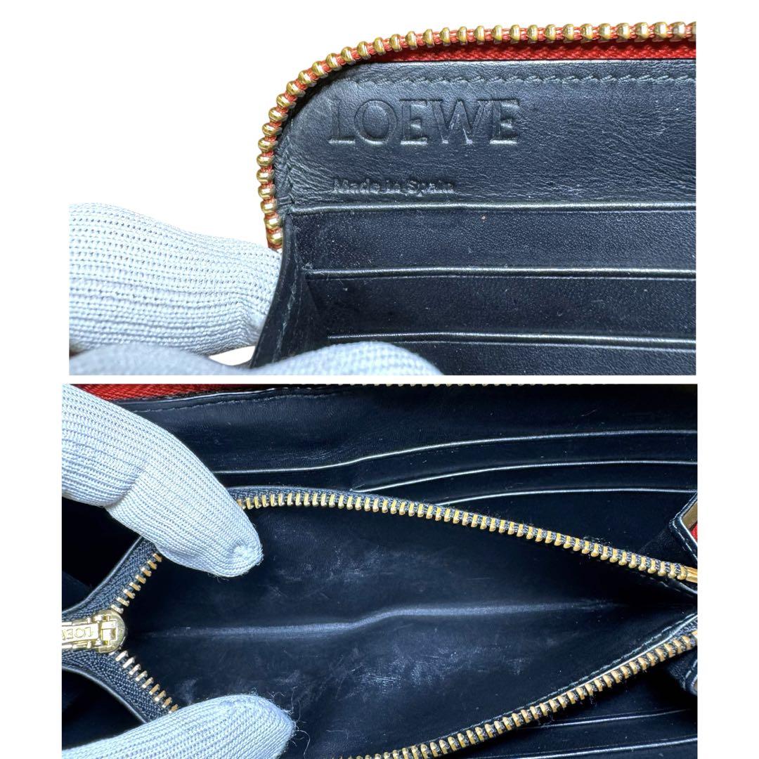 LOEWE ロエベ 美品 長財布 リピートアナグラム レザー レッド
