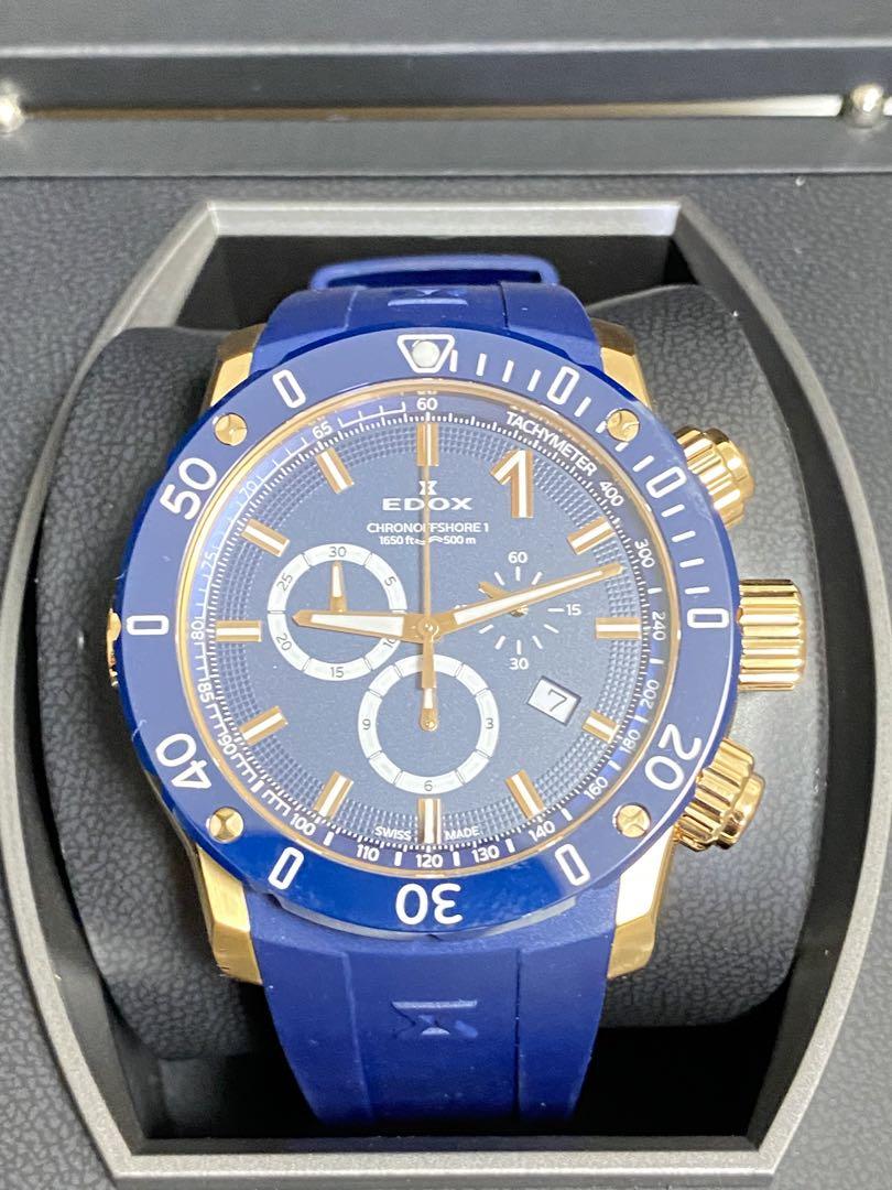 【美品正規品】エドックス EDOX   クロノオフショア1  オールネイビー