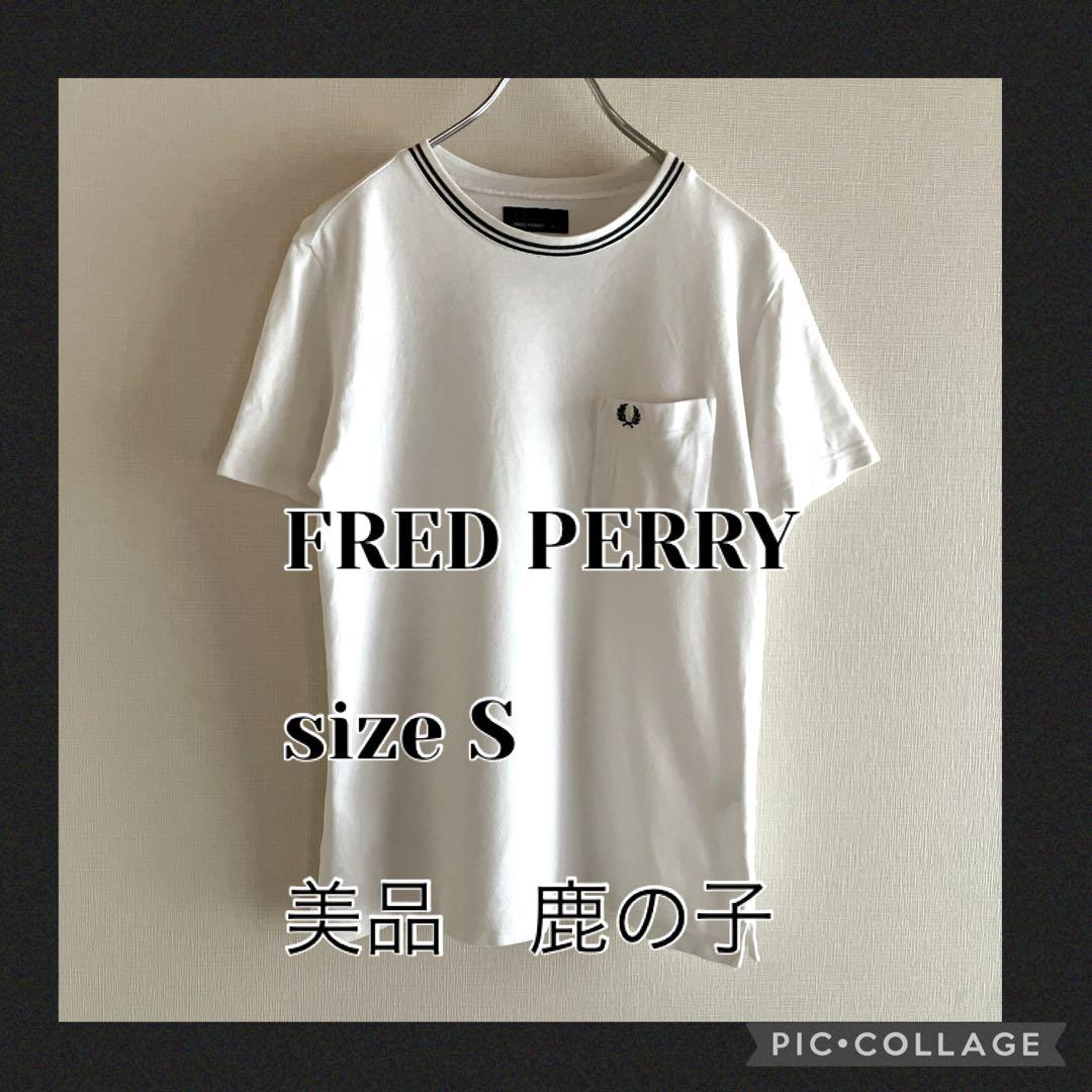 美品　フレッドペリー　鹿の子　クルーネック　tシャツ リンガー　ビームス　刺繍