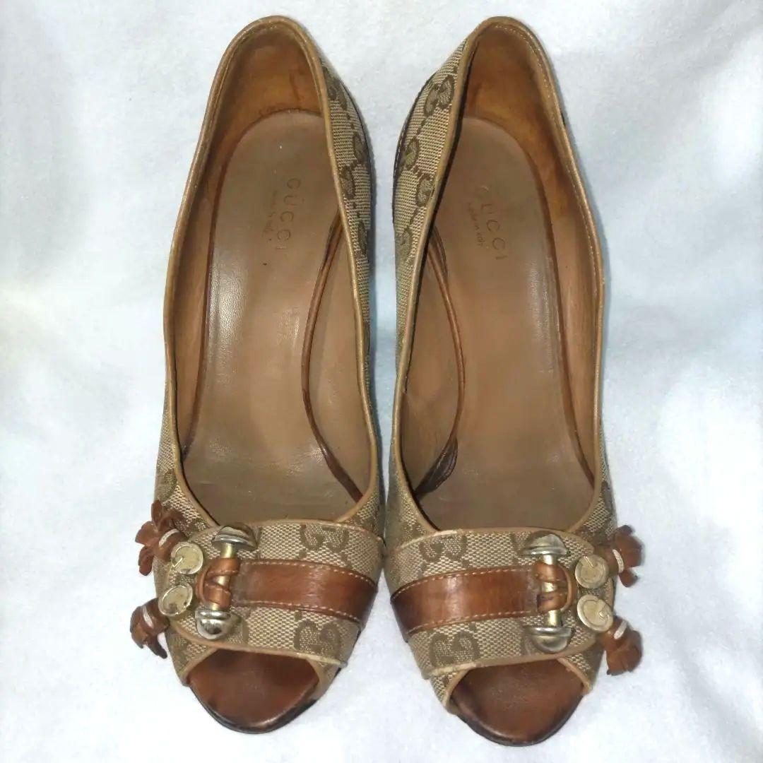 オンライン激安 GUCCI❤GGキャンバス ミュール パンプス ヒール size36 オンライン激安 GUCCI❤GGキャンバス ミュール パンプス ヒール size36