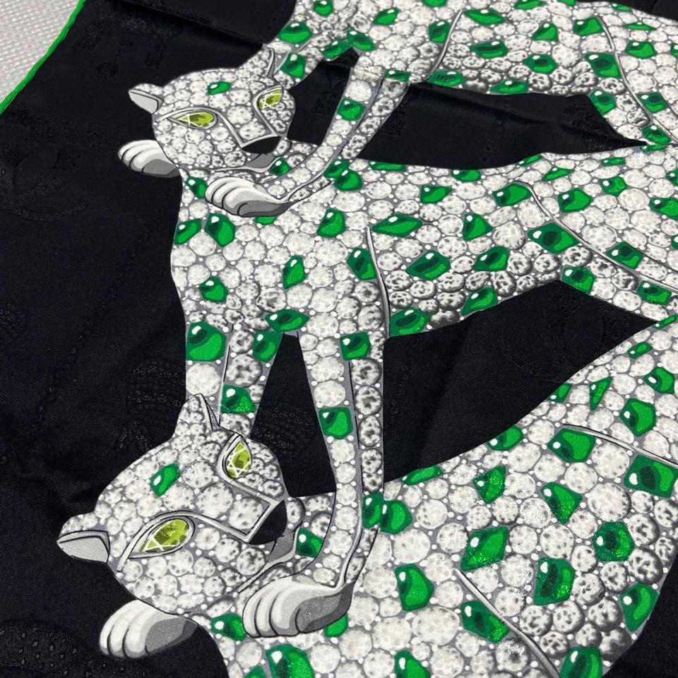 d*7様 cartier カルティエ スカーフ　パンテール　ヒョウ　エメラルド