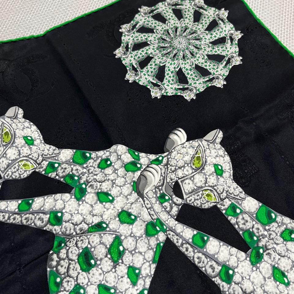 d*7様 cartier カルティエ スカーフ　パンテール　ヒョウ　エメラルド