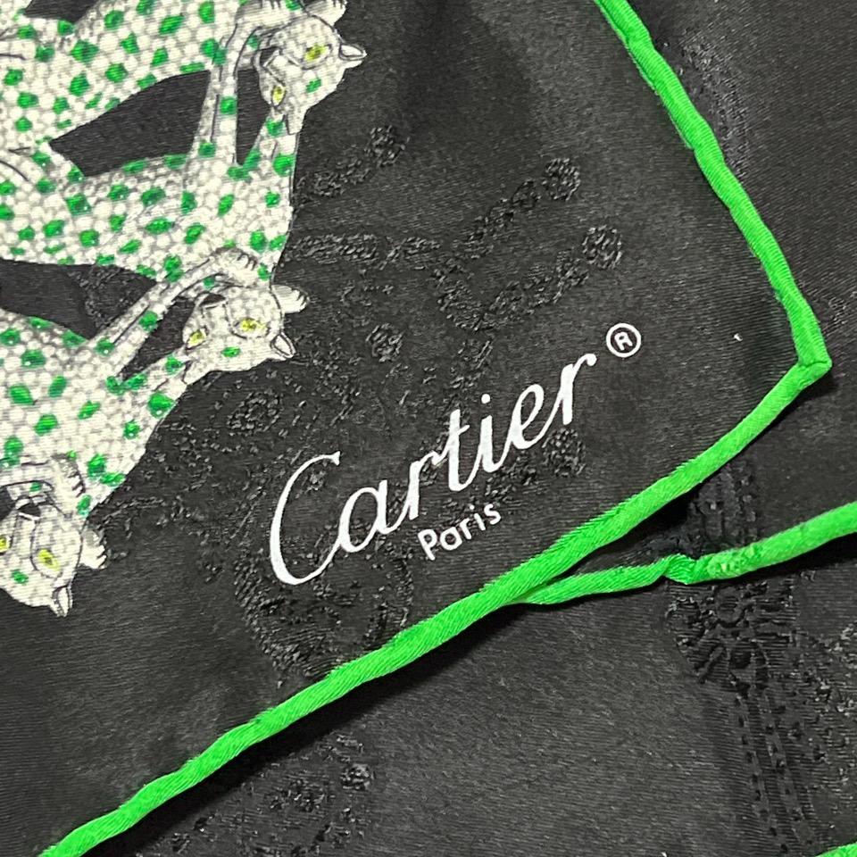 d*7様 cartier カルティエ スカーフ　パンテール　ヒョウ　エメラルド